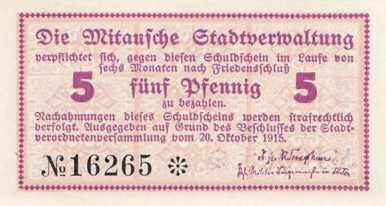 Mitau 5 Pfennig 1915
